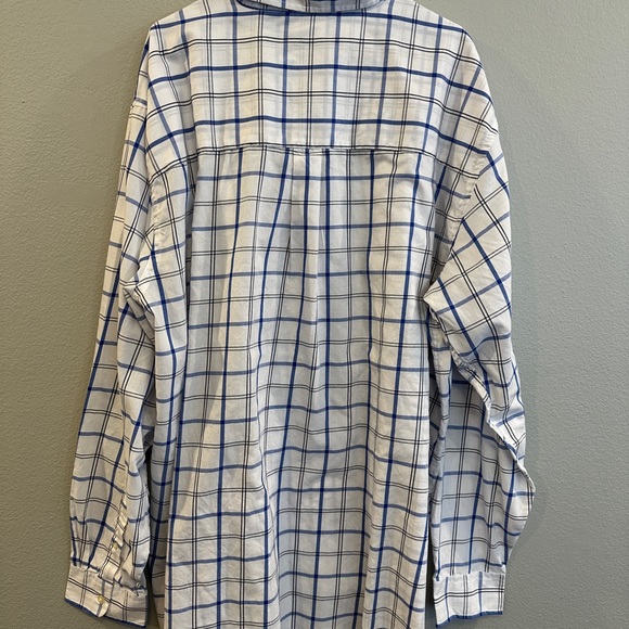Chaps 3XLT Long Sleeve Button Down Shirt in White and Blue Plaid (Used) - Picture 3 of 3